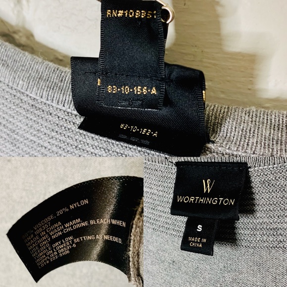 Worthington Form Fitting Bodycon Gray 3/4 Sleeve A-Line Ribbed Dress Women Small - Picture 11 of 13